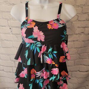 Island Escape Womens Triple Tier Bandeau Tankini Top